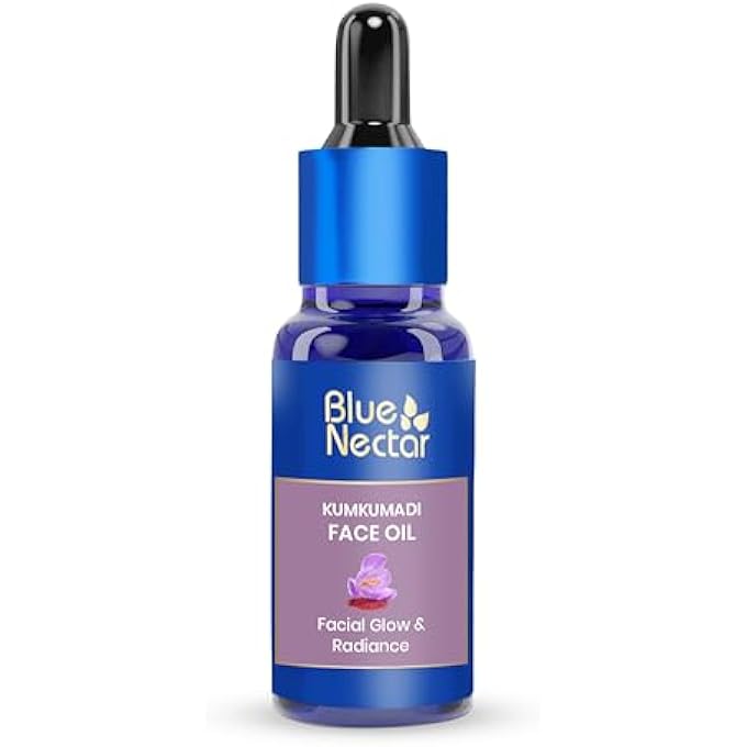 Blue Nectar زيت كُمكُمادي للوجه للبشرة المتقدمة في السن | زيت تنظيف الوجه بالزعفران الأيورفيدي | سيروم كُمكُمادي تيلام بالزعفران للنساء والرجال (26 عشبة، 30 مل) - Image 1